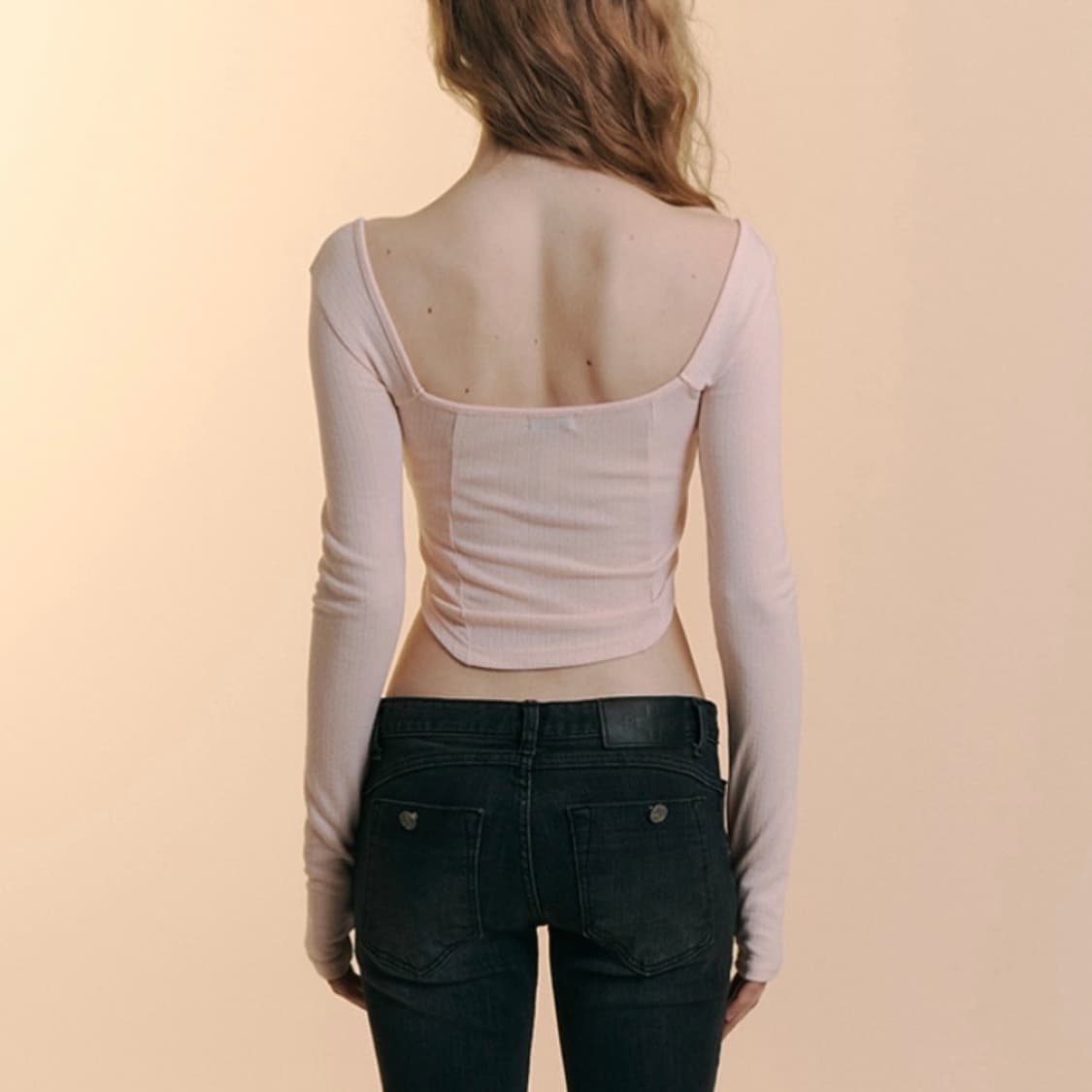 플리즈노팔로우 조안 코르셋 롱슬리브탑 핑크 상품이미지4