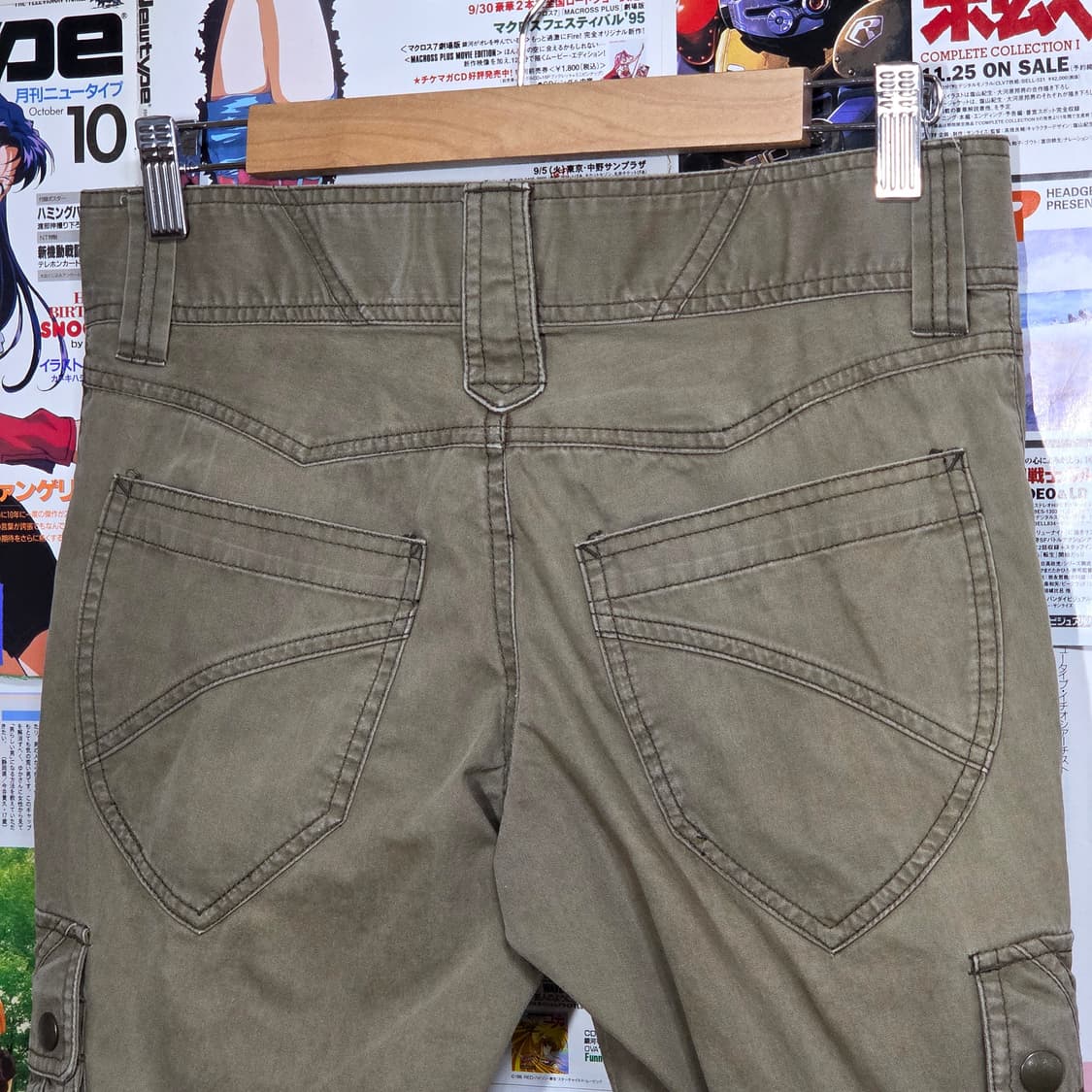 JPN 미쉘 클랑 카키 로우라이즈 세미 부츠컷 카고 팬츠 상품이미지6