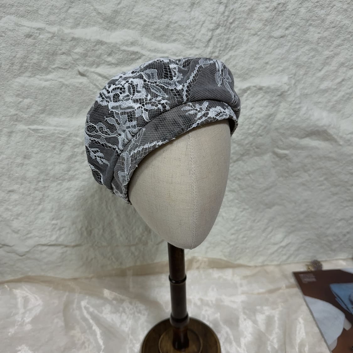 빈티지 그레이 레이스 조절가능 베레모 상품이미지2