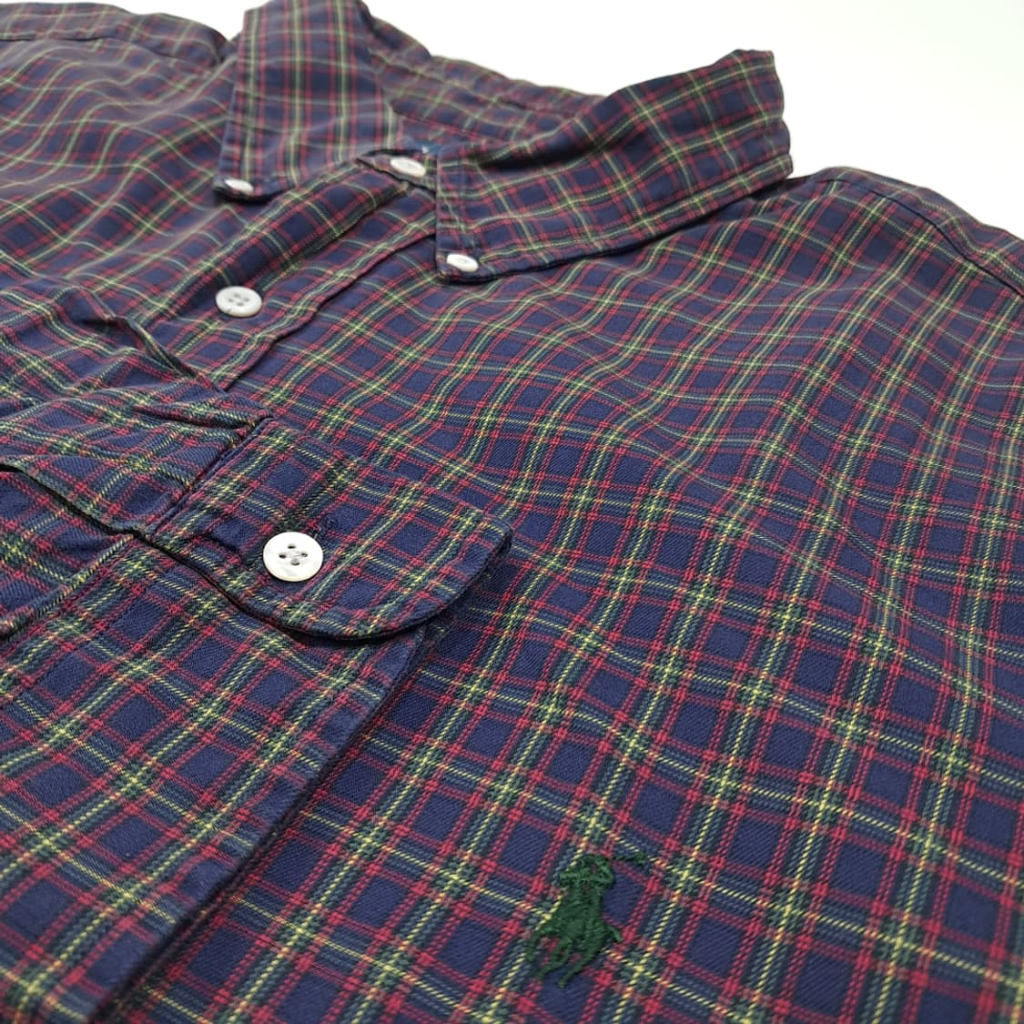 CL514 2XB 폴로 00s 코튼 블랙워치 타탄체크 네이비 셔츠 남방 상품이미지4