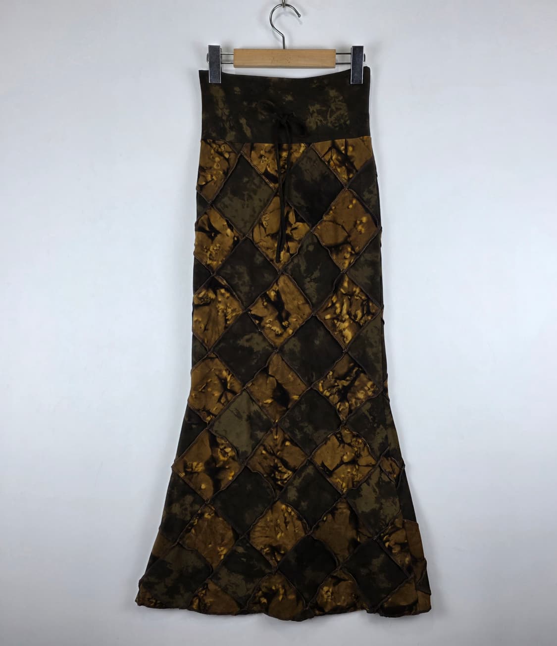 패치워크 브라운 패턴 롱스커트 상품이미지1
