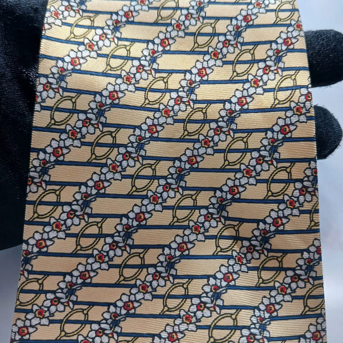 란셀 실크 옐로 체인 패턴 넥타이 9.5cm A+등급 A18739
 상품이미지6