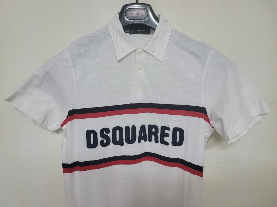 DSQUARED2 화이트 로고 반팔 카라티 M 상품이미지2