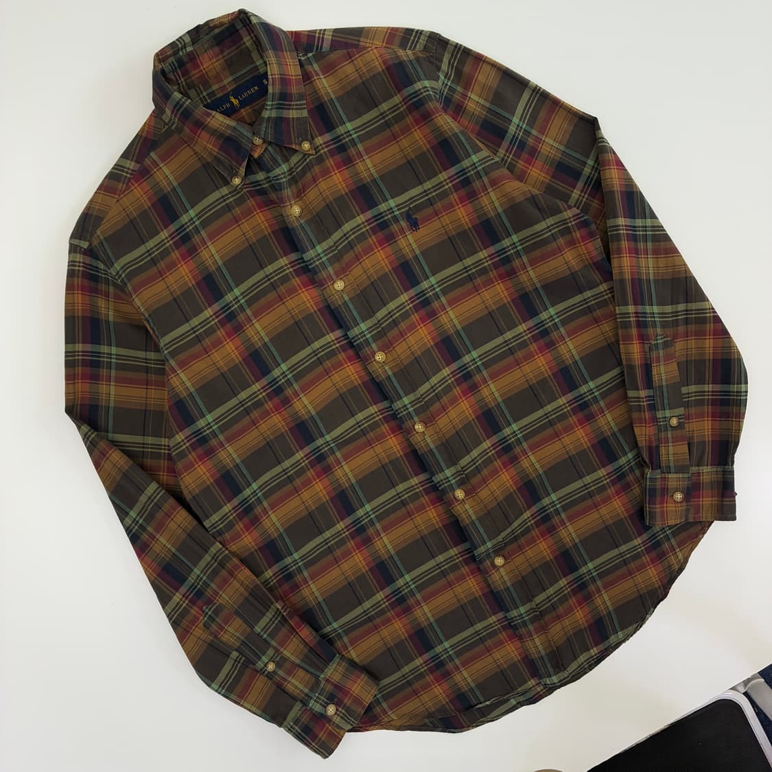 폴로 랄프로렌 자수 브라운 체크셔츠 상품이미지1