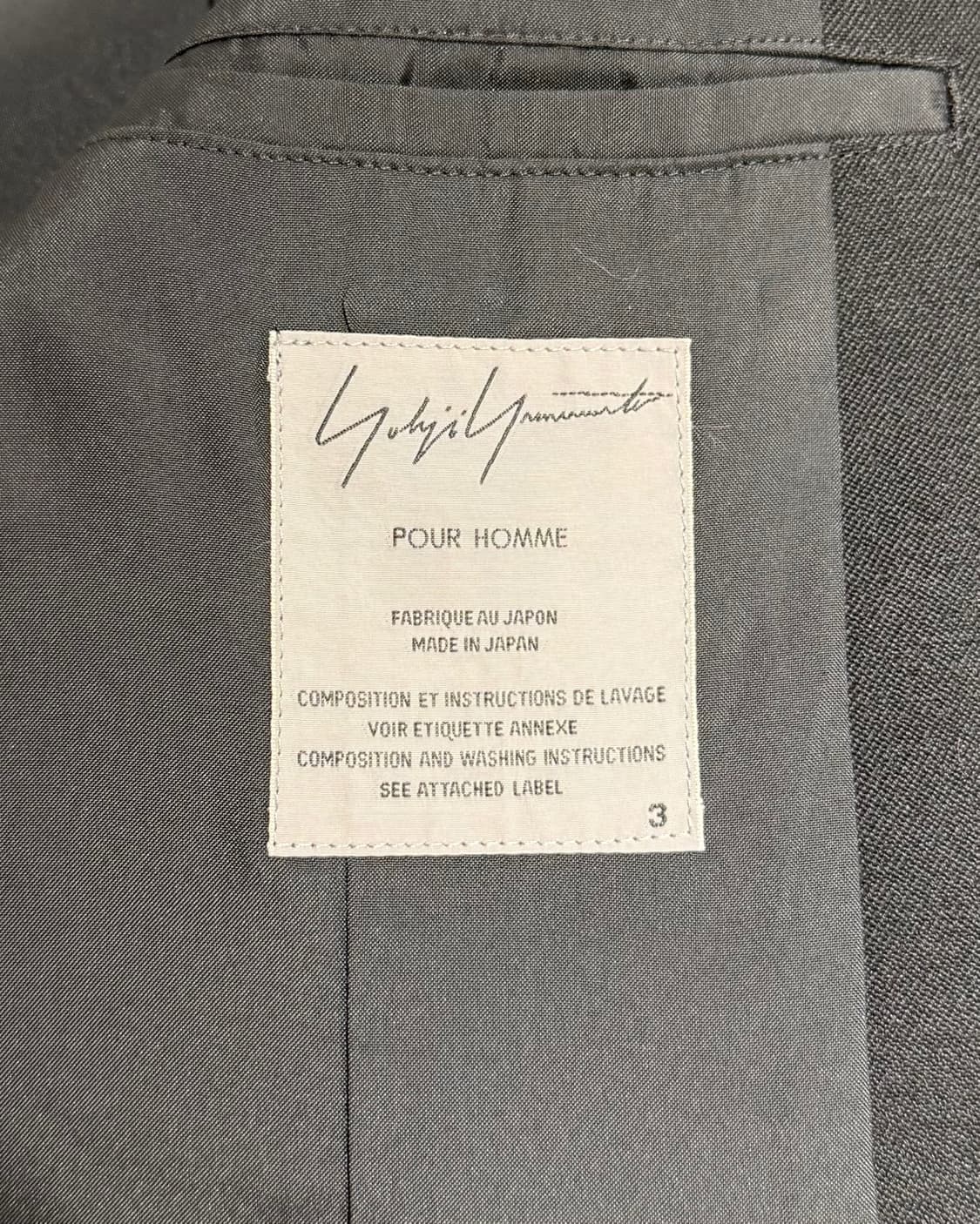 요지 야마모토 뿌르 옴므 블랙 울 개버딘 스트랩 디테일 패널 자켓 상품이미지8