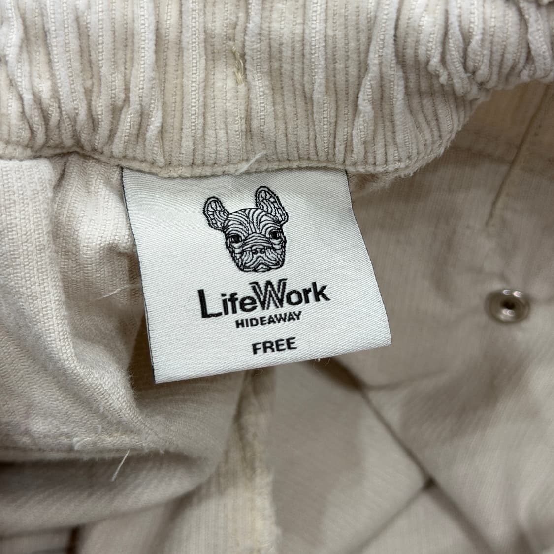 라이프워크 코듀로이 베이직 와이드 카고팬츠 아이보리 FREE 상품이미지5