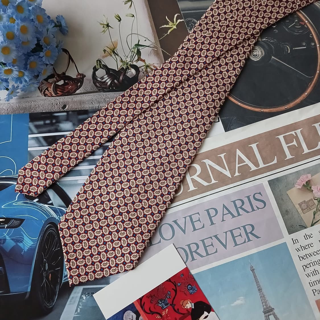 니나리치 실크 레드 패턴 넥타이 9.7cm A+등급 A19312
 상품이미지5