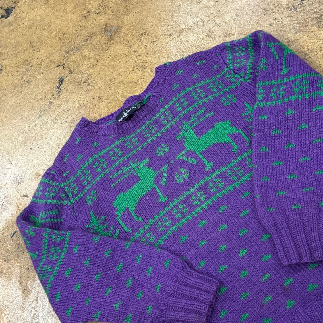폴로 랄프로렌 퍼플 그린 빈티지 니트  상품이미지1