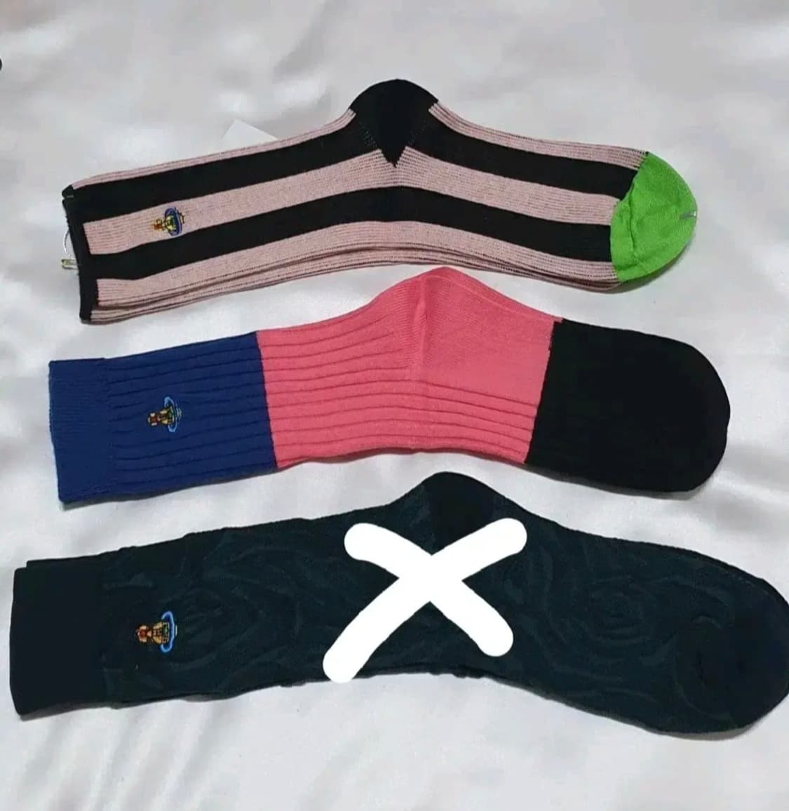 블루 연핑크 다크그린 블랙 스트라이프 비비안웨스트우드 양말 상품이미지7