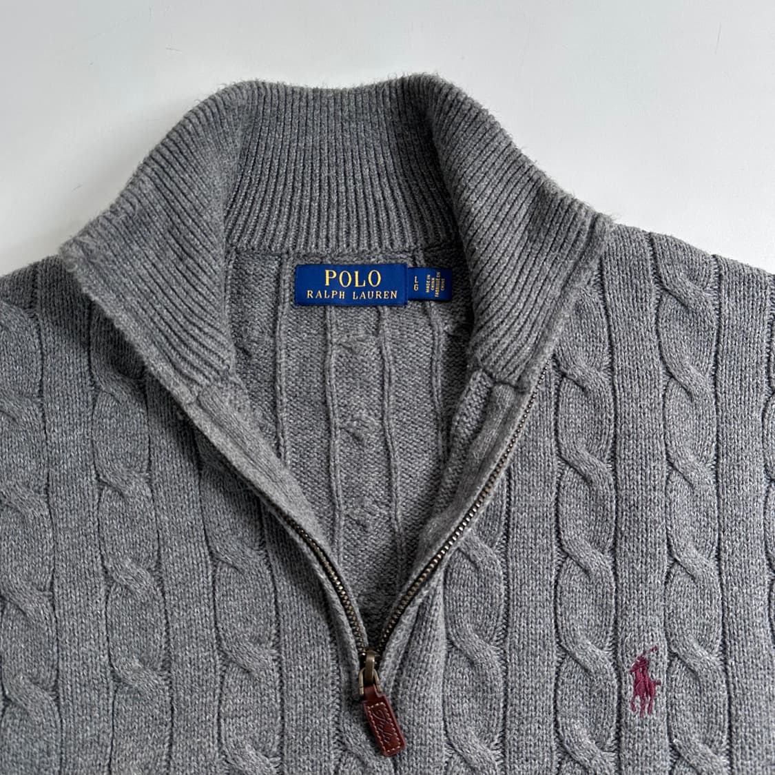폴로 랄프로렌 그레이 케이블 니트 반집업 상품이미지5