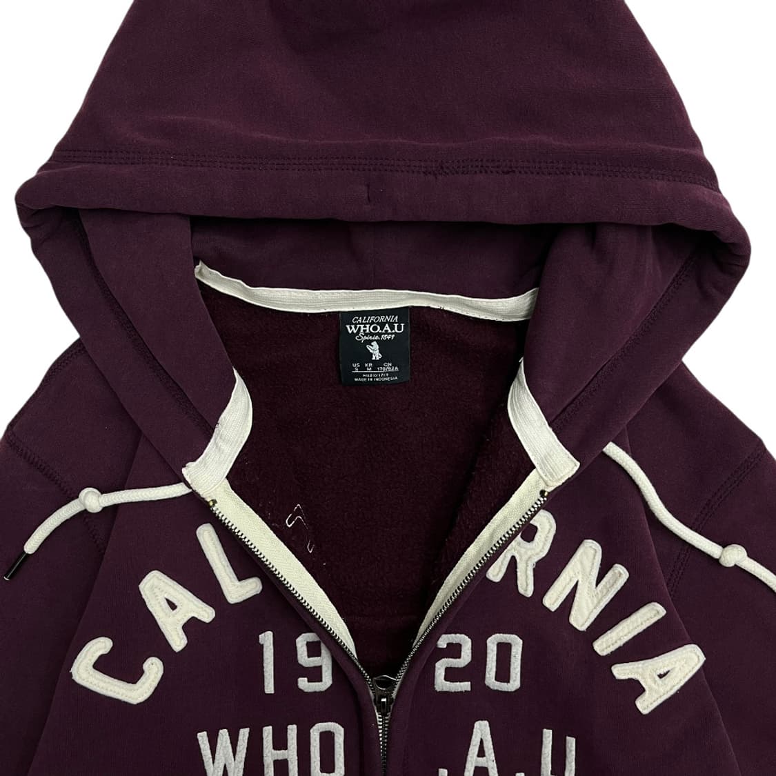 후아유 센터로고 딥버건디 후드집업 M 상품이미지5