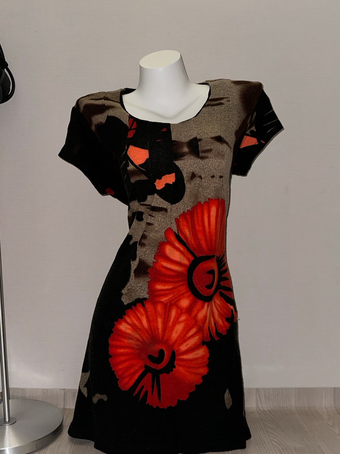 빈티지 플라워 오리엔탈 니트 반소매 원피스 상품이미지5