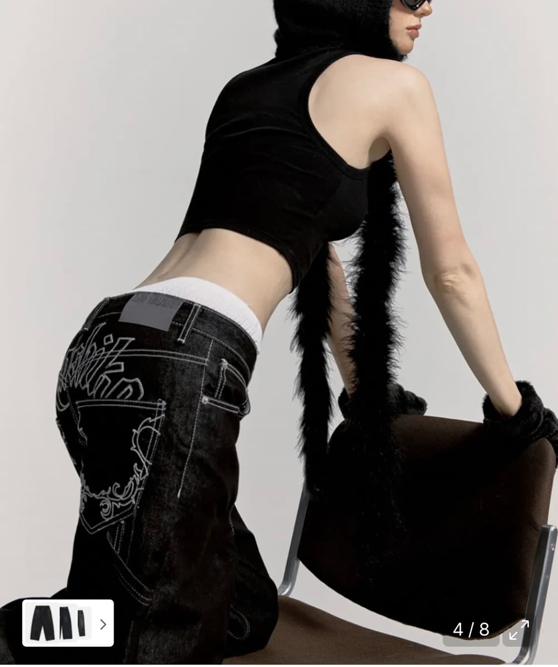 카시코팬츠/Embroied Nonfade Denim Pants Black 상품이미지3