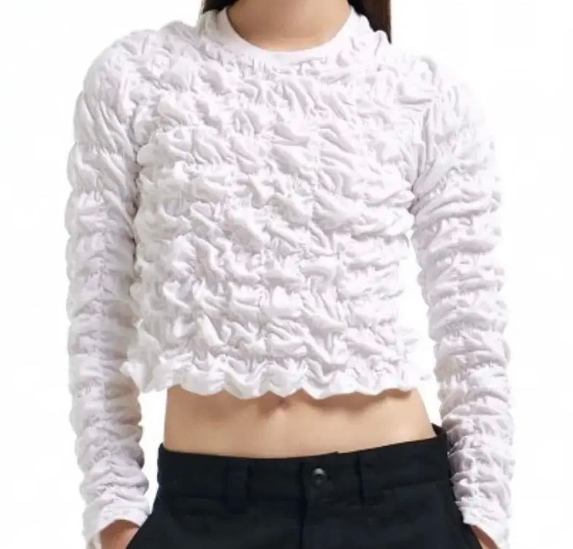 MNGU 엠엔지유 크링클 롱-슬리브 티셔츠 IN 화이트 상품이미지1