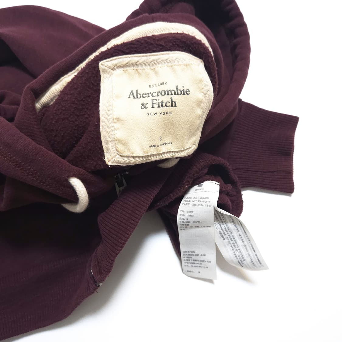 아베크롬비 스펠아웃 붙핏 후드 집업 버건디 상품이미지6