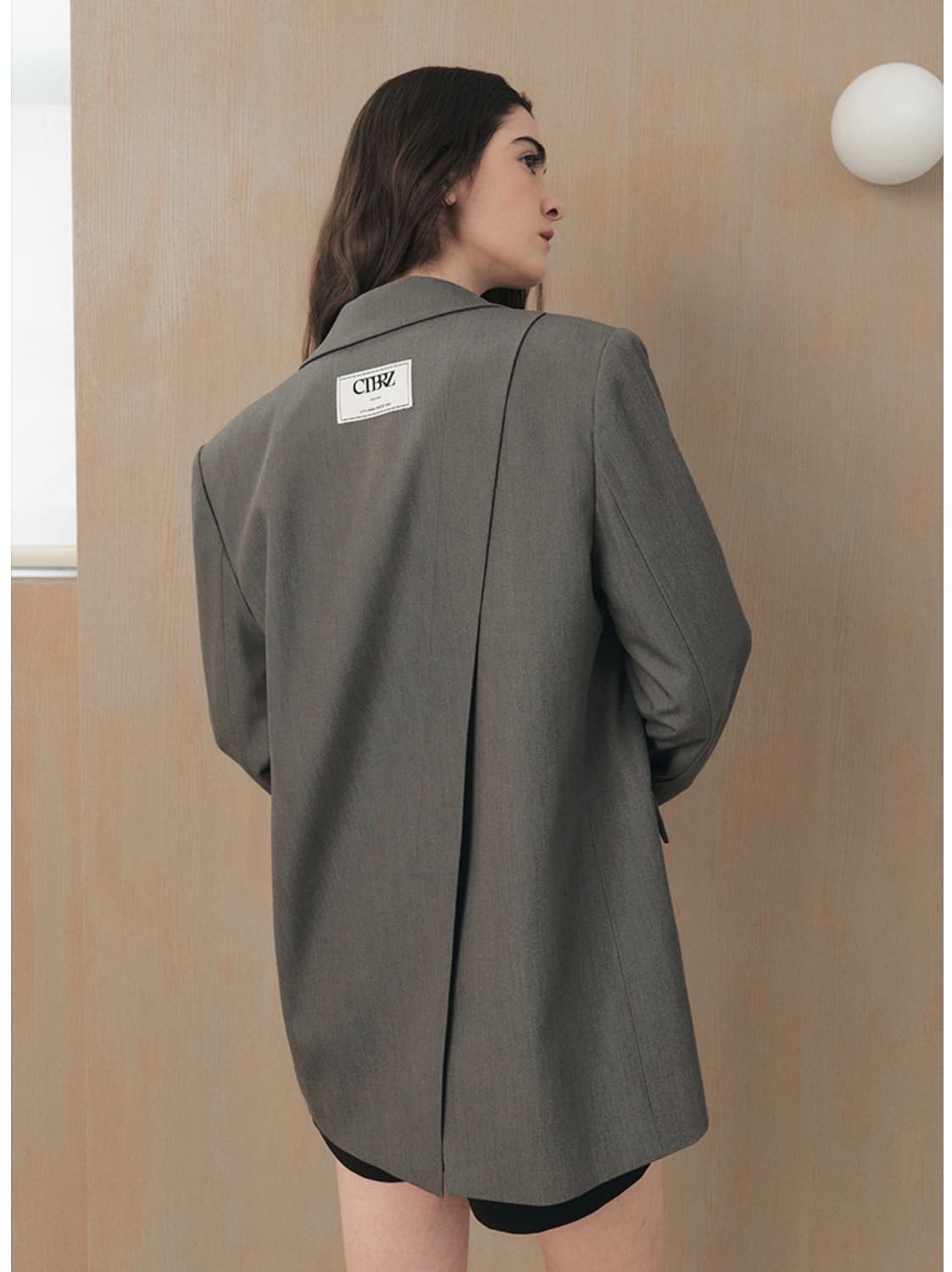 시티브리즈_루즈핏 사선 절개 싱글 자켓 [그레이] 상품이미지3