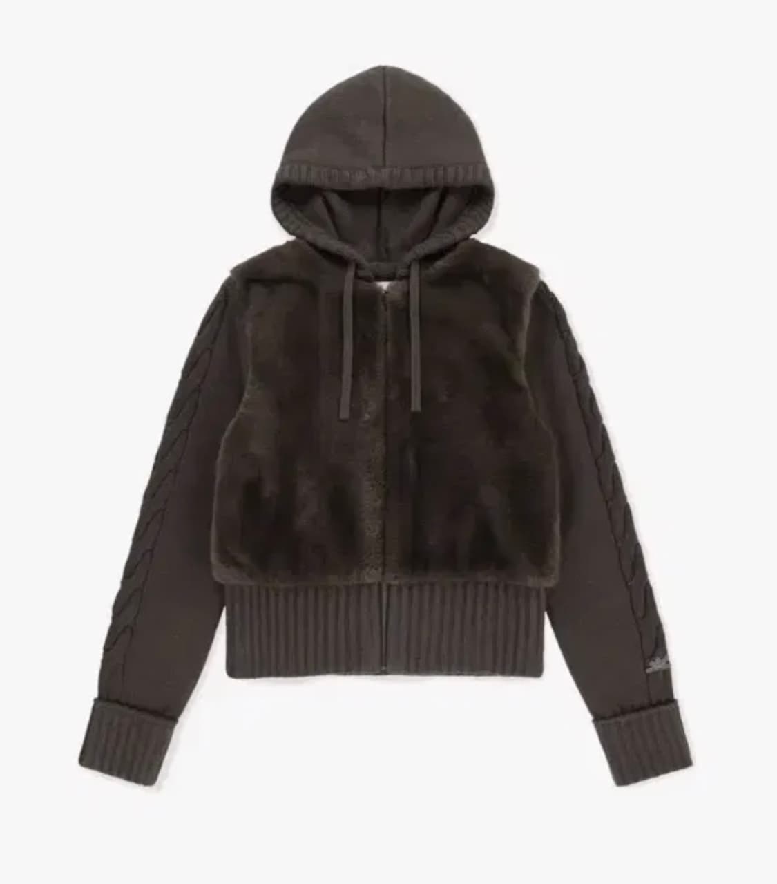 썬러브 퍼 니트 자켓 브라운 상품이미지1