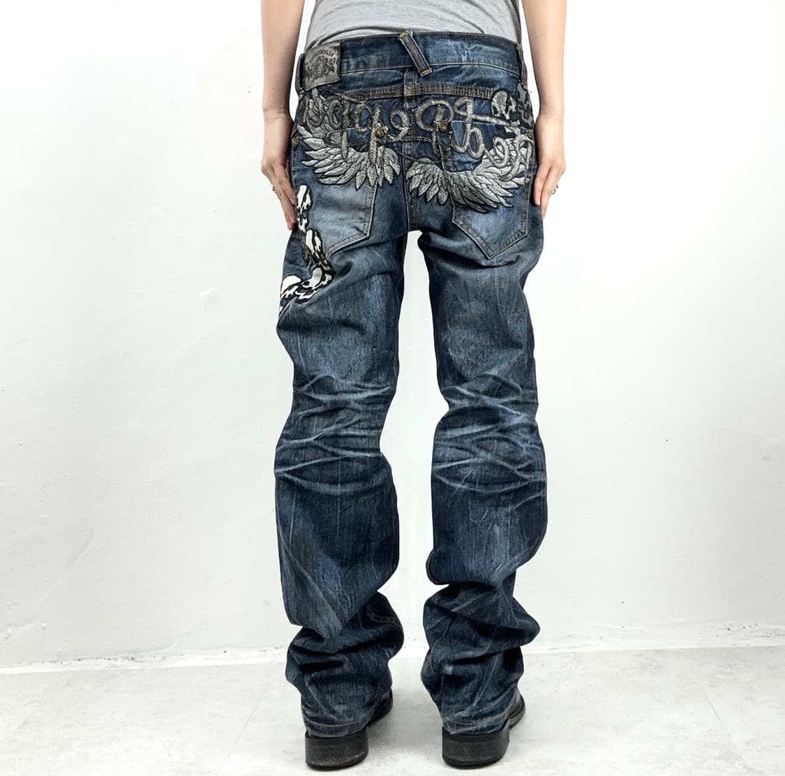 Red Pepper Wing Skull Embroidered Denim  상품이미지1