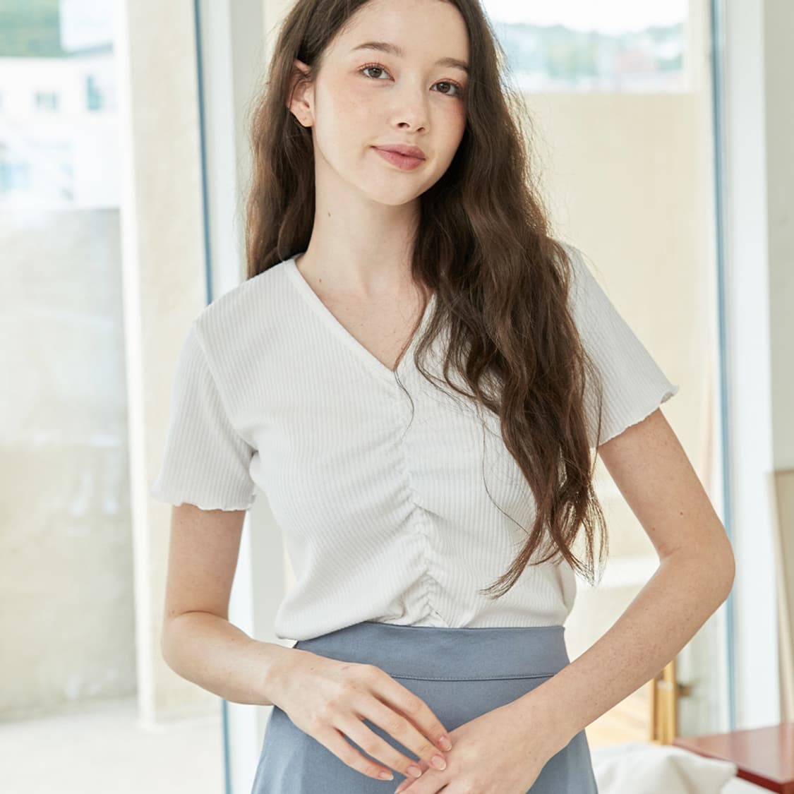 바이바이섭(bibyseob) 화이트 셔링티 55-66 새상품 상품이미지1