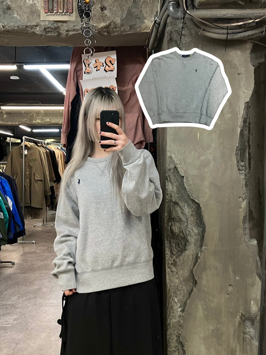 폴로 랄프로렌 기모 맨투맨 그레이 L #csz2930 상품이미지1