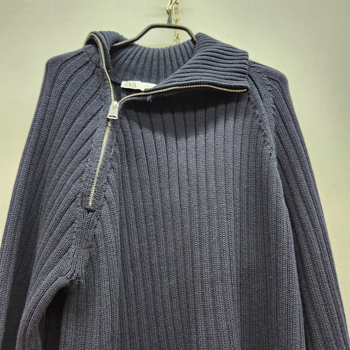 자라 ZARA 사이드지퍼 골지 코튼 반집업 니트 M(L~XL) 남여공용 상품이미지3