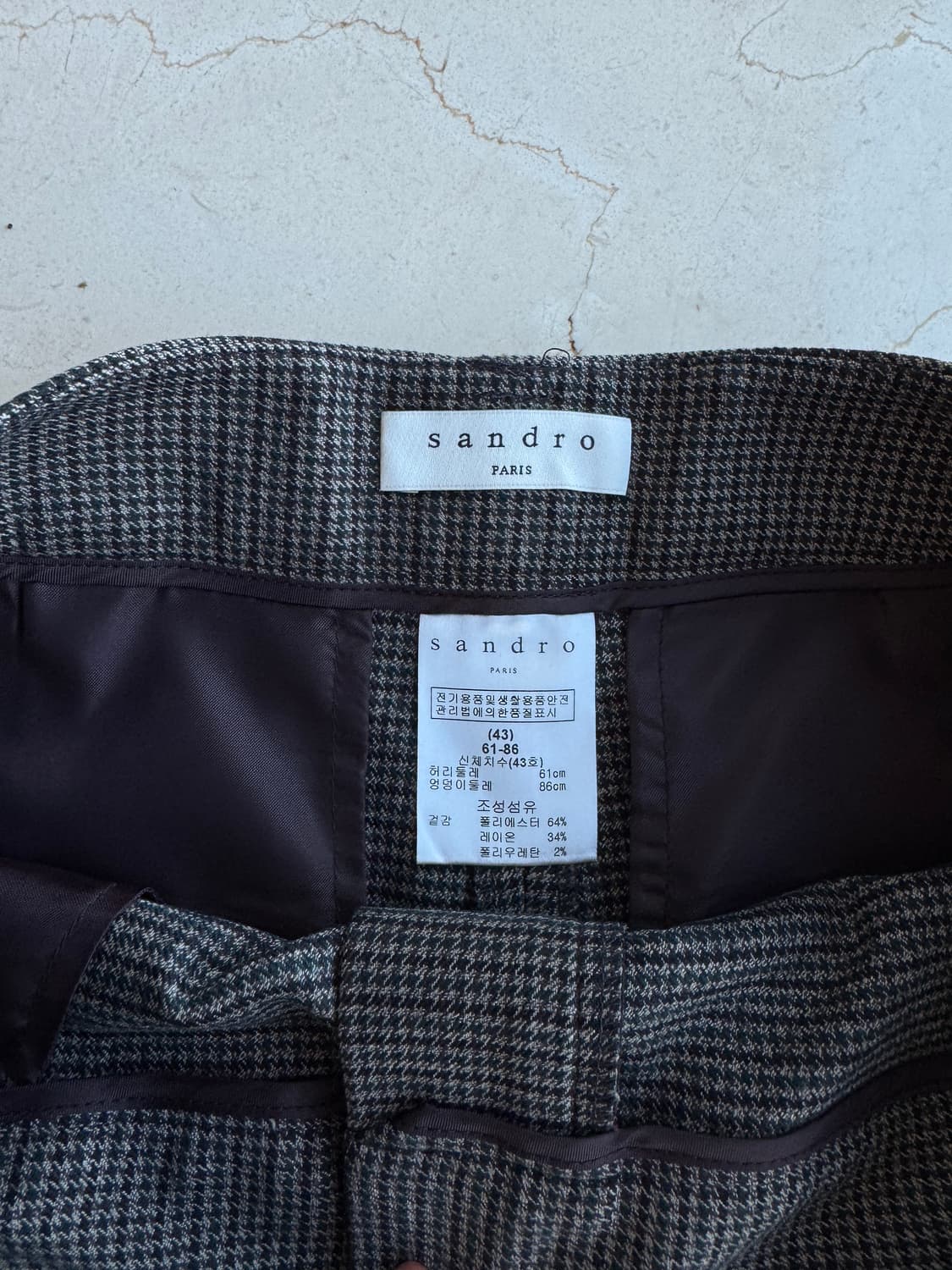 산드로 Sandro 체크 슬랙스 팬츠 (25사이즈) 상품이미지5