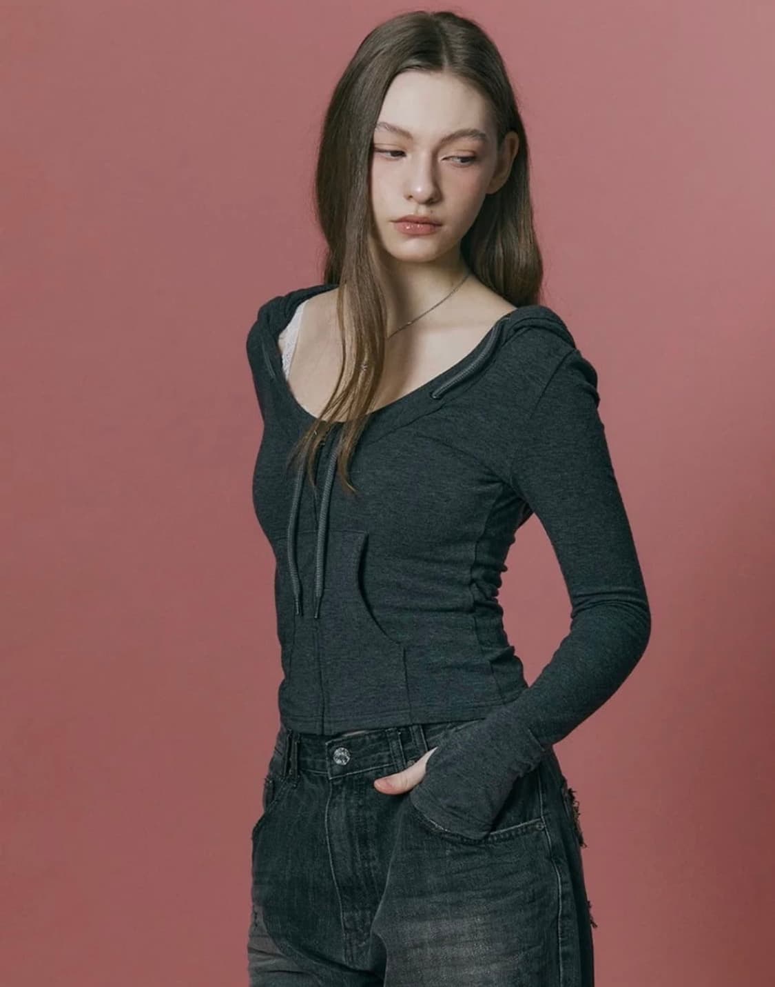 플리즈노팔로우 글렌 후디 차콜 상품이미지1