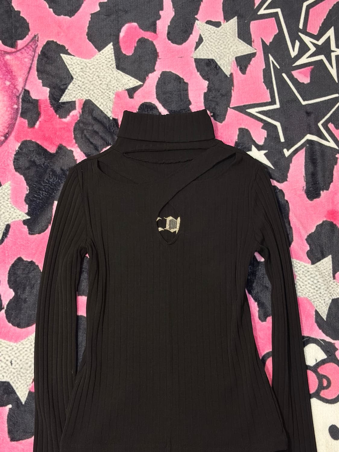 Y2K Glitter cubic back slit turtleneck 상품이미지10