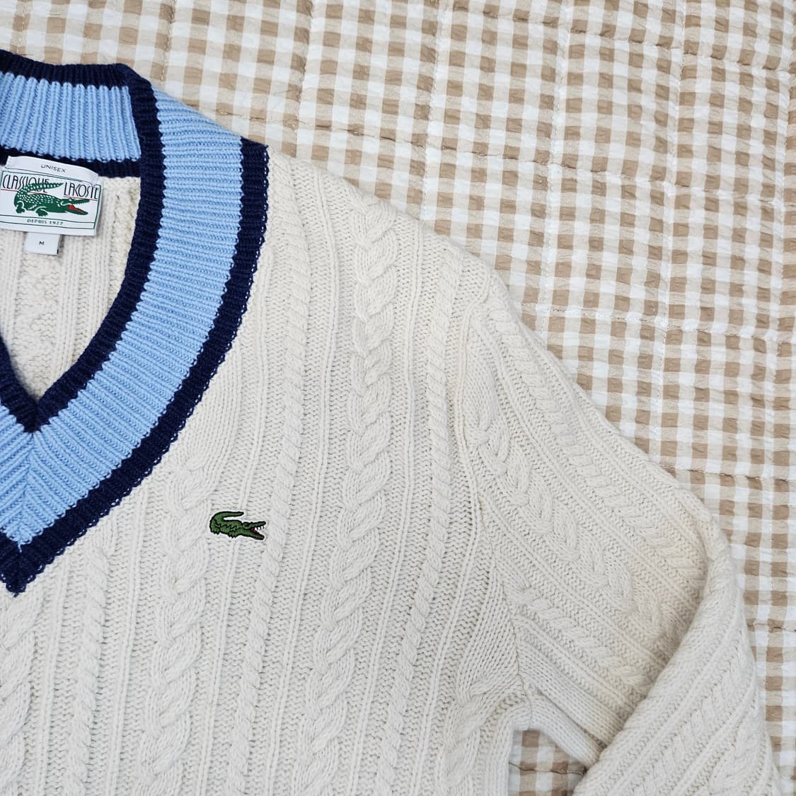 라코스테 브이넥 케이블 니트 스웨터 남자100~105 상품이미지3