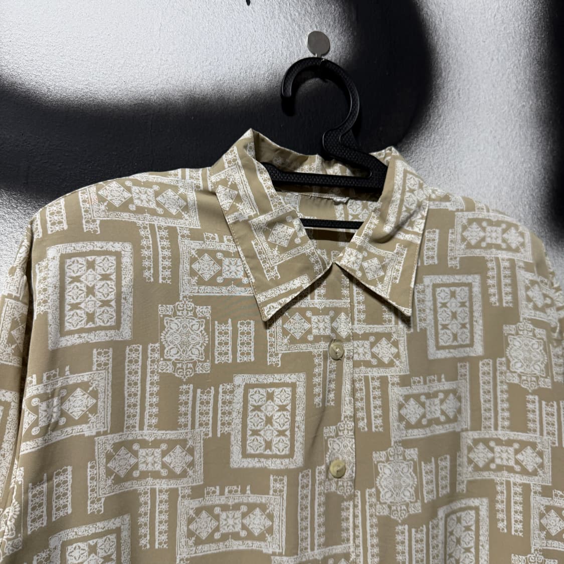 VTG 빈티지 에스닉 마오리 풀 패턴 폴리 긴팔 셔츠 상품이미지3
