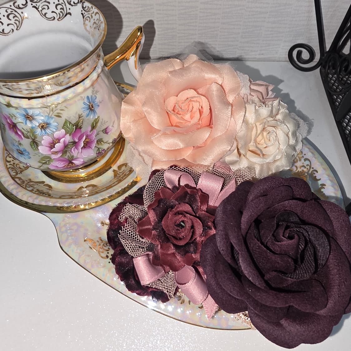 엑시즈팜 고전일본빈티지) 히메갸루고딕로리타 로즈코사지머리핀 2점 세트 상품이미지1