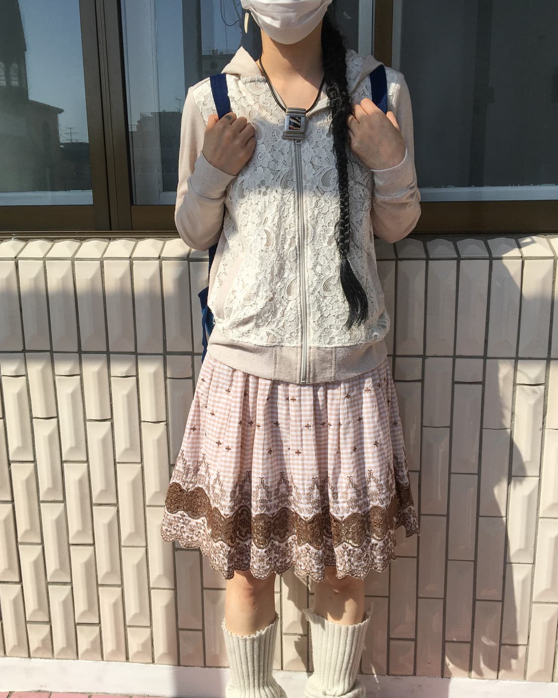 Lace trimming hood zip up 상품이미지1