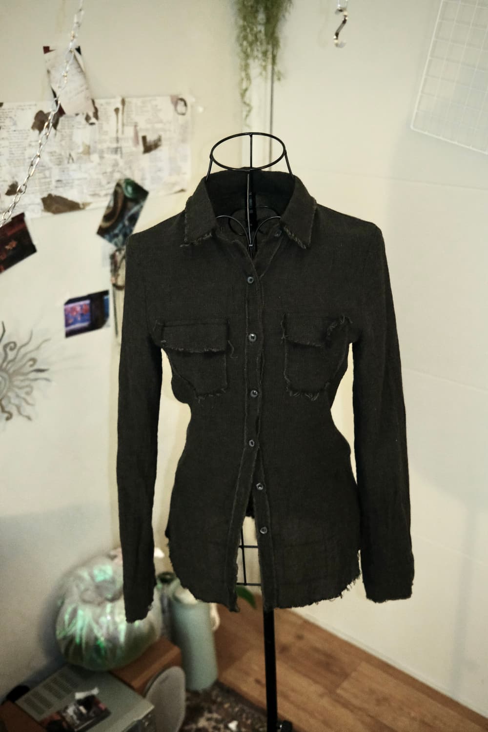 [Shine] Charcoal distressed shirt 상품이미지2