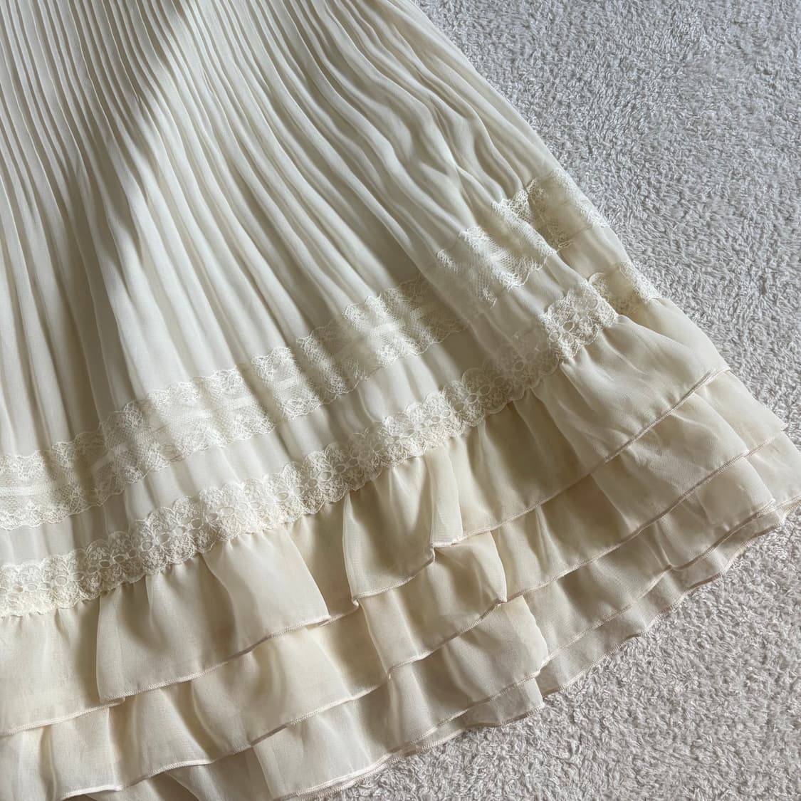 일본빈티지 GARCON DEUX 아이보리 프릴 레이스 스커트 상품이미지3