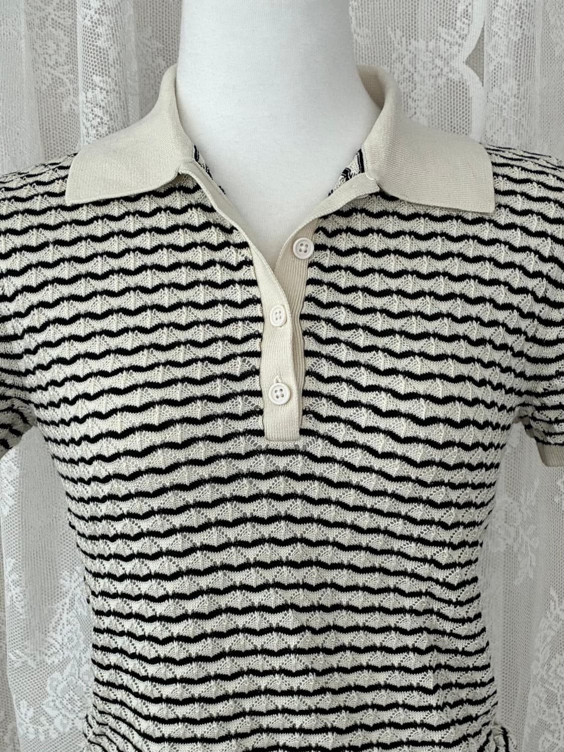 S) 클럽모나코 24년 다이아몬드 포인텔 폴로 니트 상품이미지4