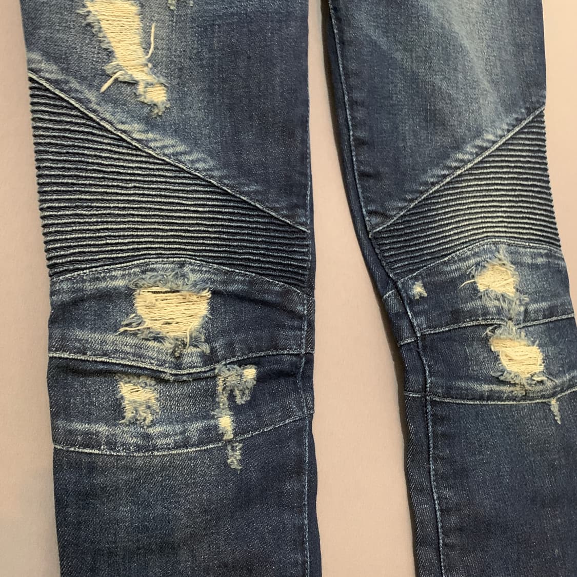 34 발망 데미지 바이커 스판 지퍼 데님 청바지 상품이미지4