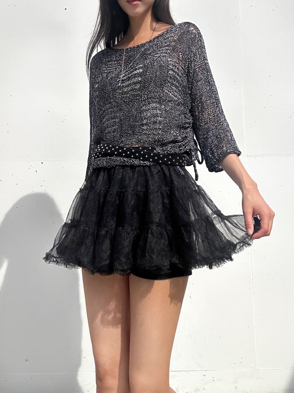 Sha banding mini skirt / black 상품이미지6