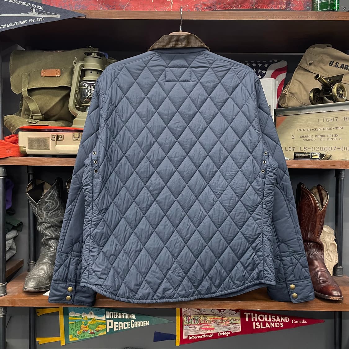 폴로 랄프로렌 신형 라벨 방패로고 스냅 버튼 코듀로이 넥 퀼팅 자켓 상품이미지2