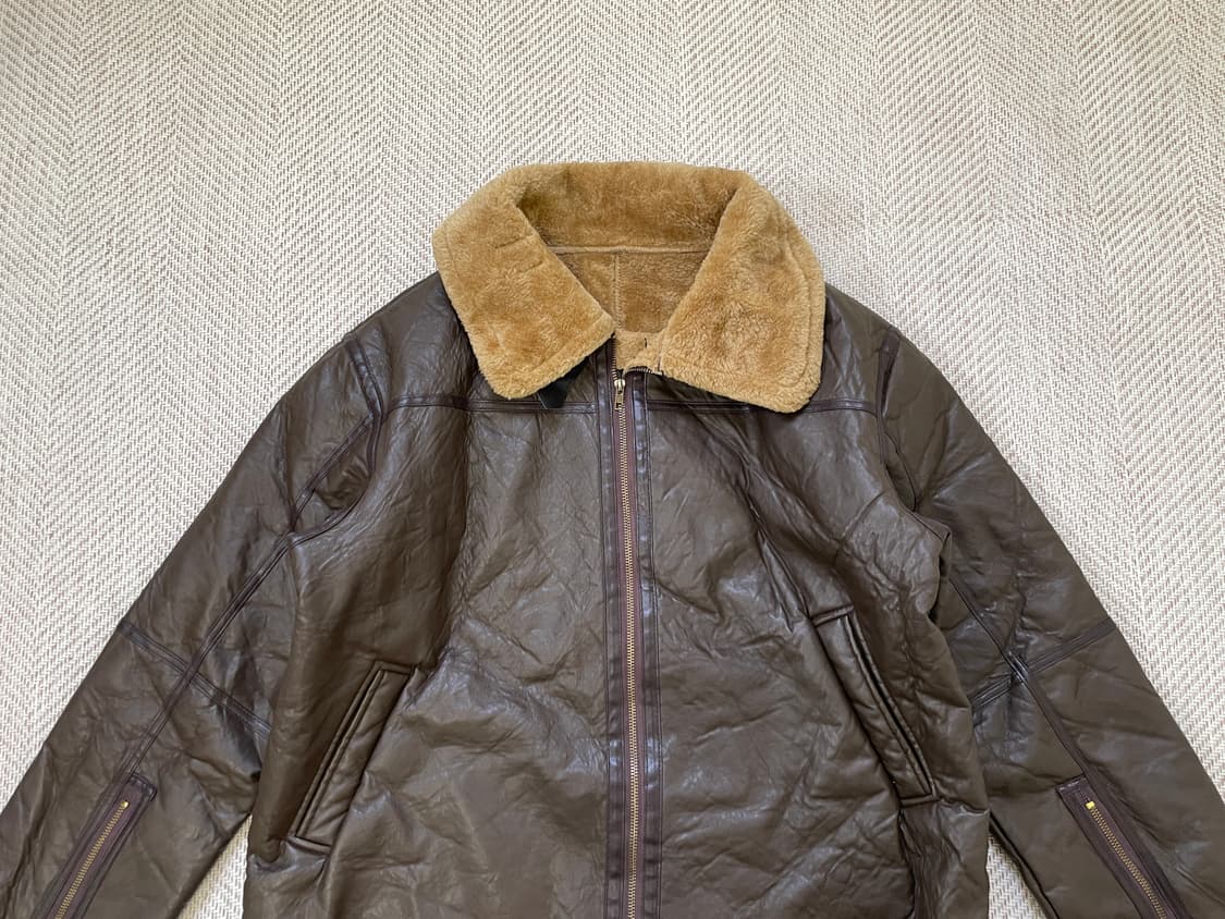 빈티지 B-3 시어링 레더 벨티드 자켓  J03964 상품이미지3