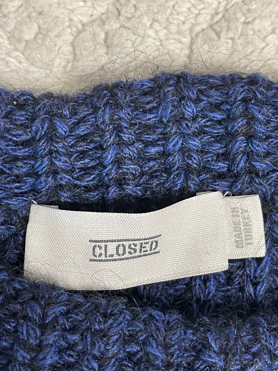 클로즈드(Closed) 다크 블루 블랙 스트라이프 모헤어 앙고라 니트 L 상품이미지4