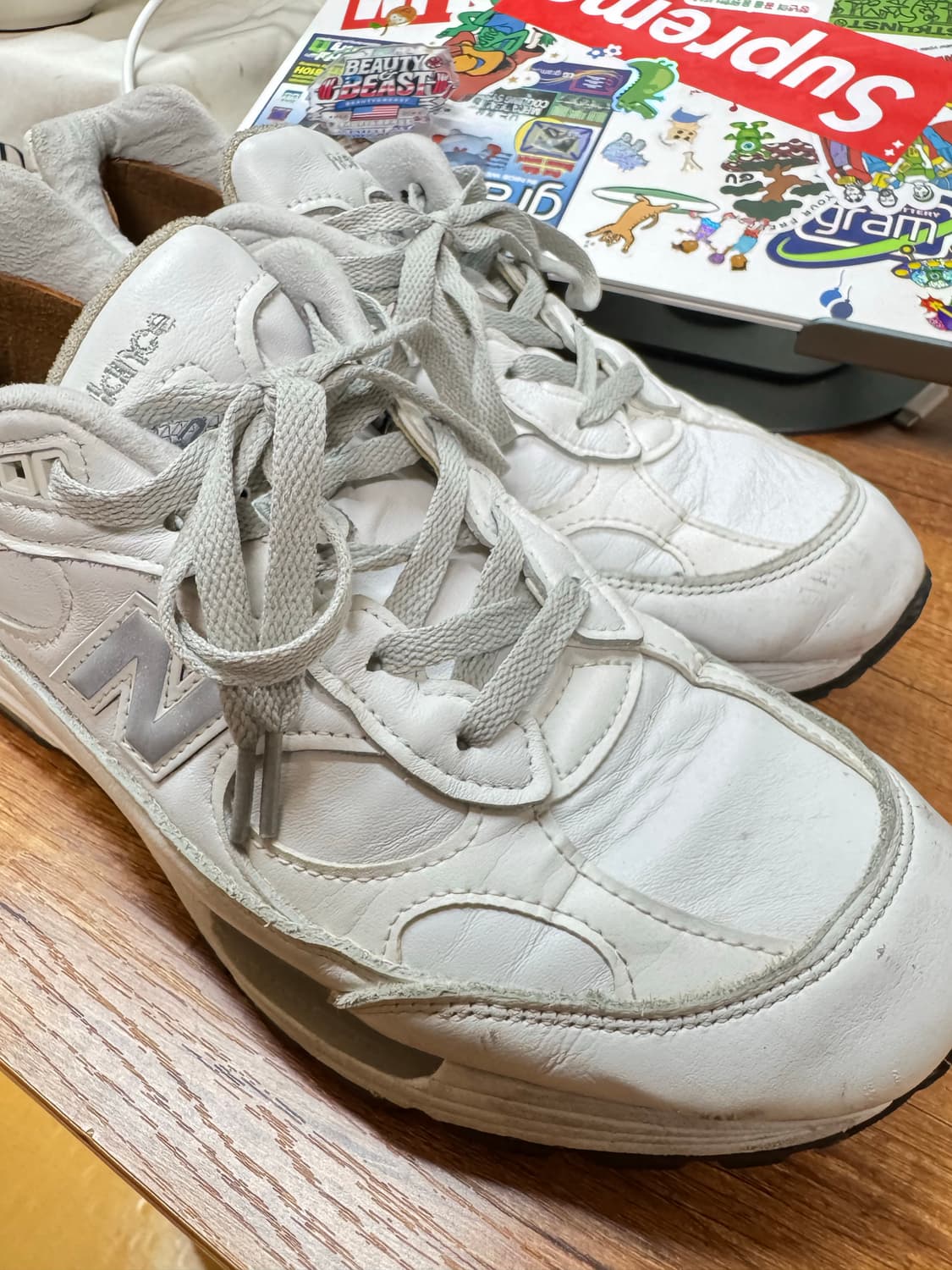 뉴발란스 992 화이트실버 가죽 상품이미지2