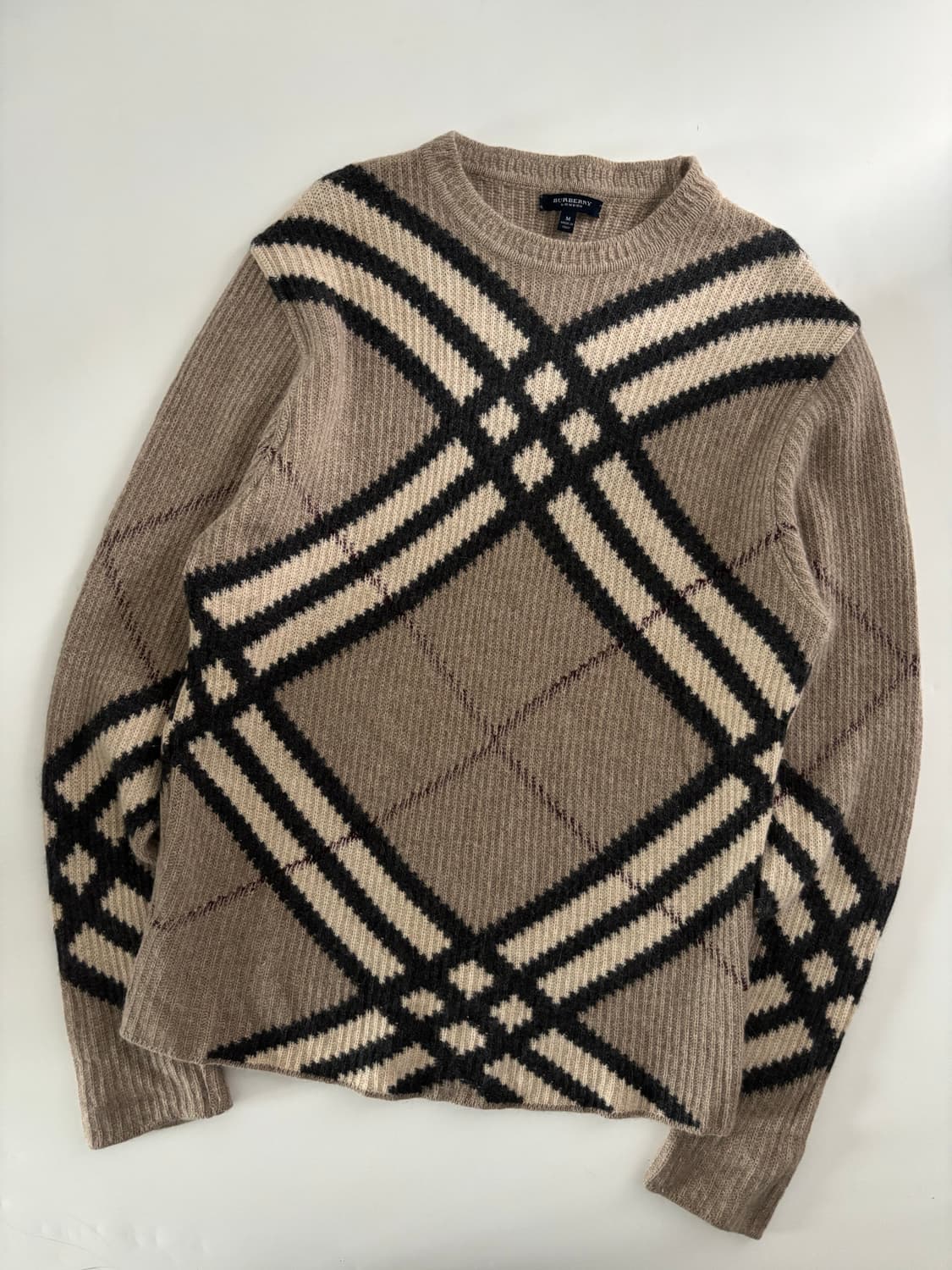 Burberry 버버리 아가일 노바체크 울 크루넥 니트 상품이미지2