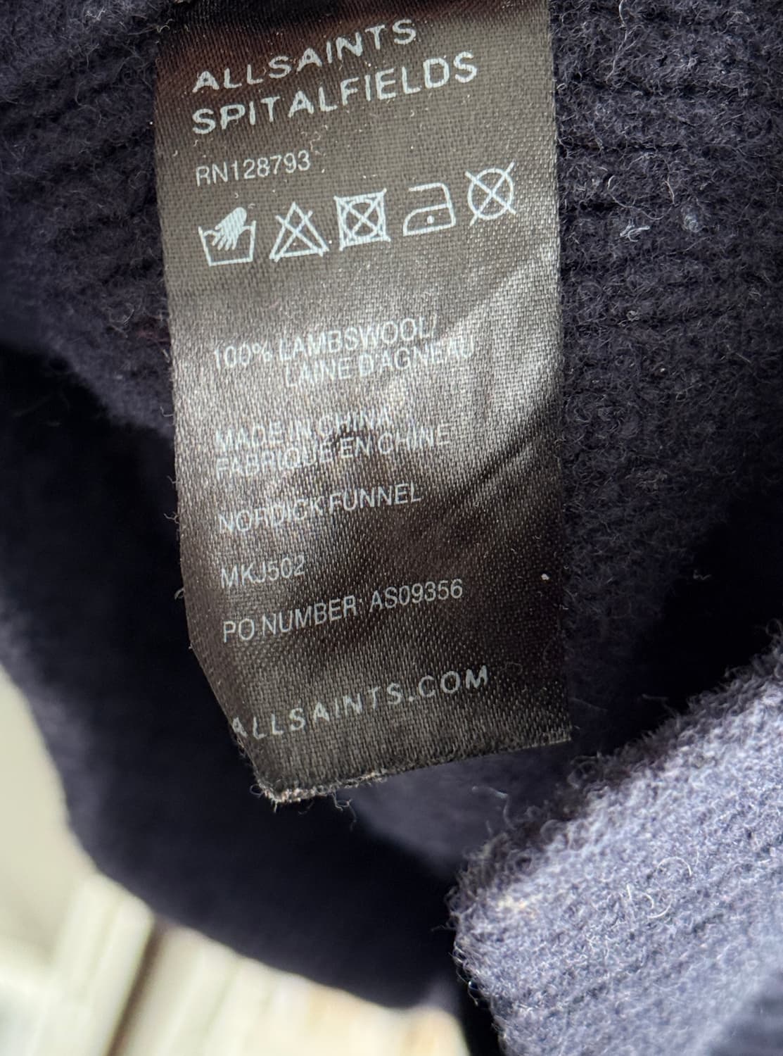 올세인츠 터틀넥 울 니트 (네이비 / 램스울 100%) 상품이미지2