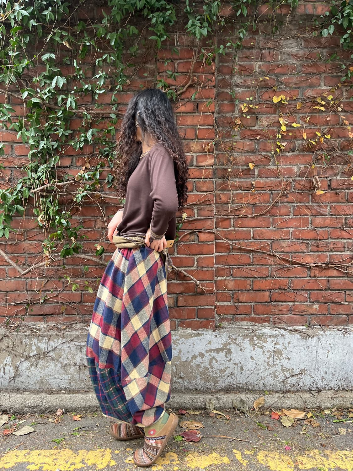 일본무드 체크 벌룬 스커트 상품이미지3