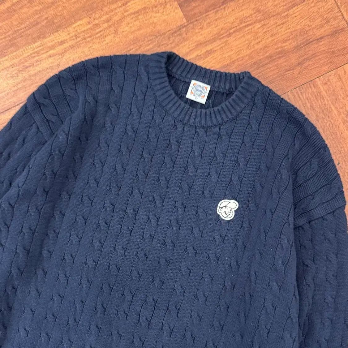 L(105) 이벳필드 케이블 네이비 라운드 니트  상품이미지3