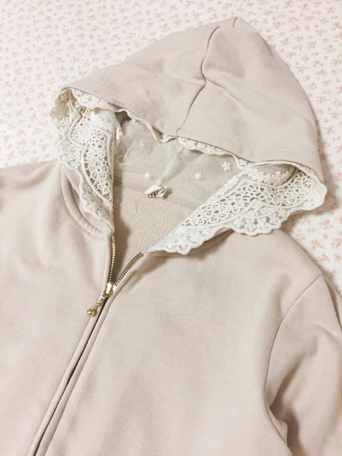 빈티지 어스뮤직 리본포켓 레이스 후드집업 상품이미지2