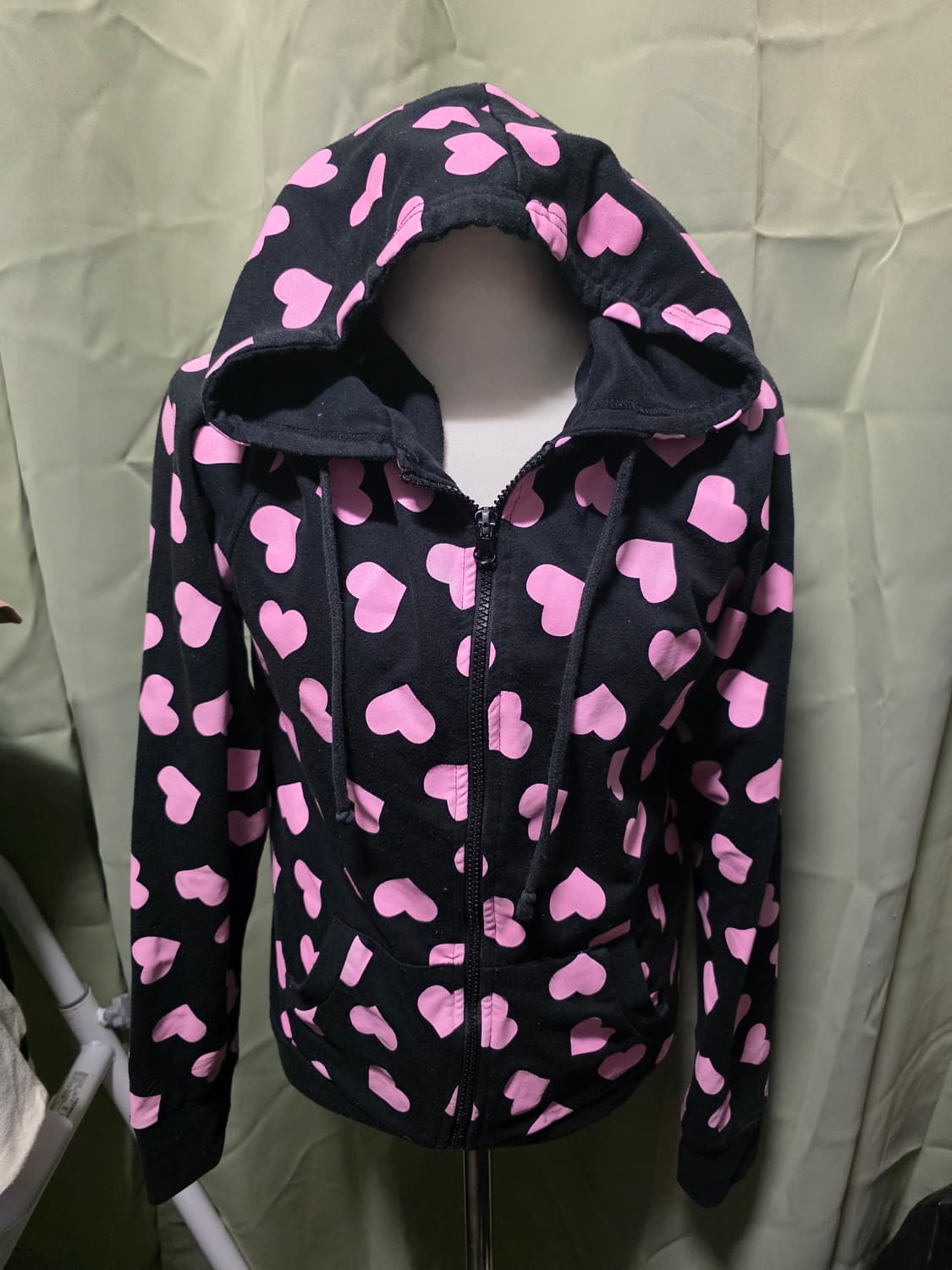 키치 갸루 하트 패턴 후드집업  상품이미지1
