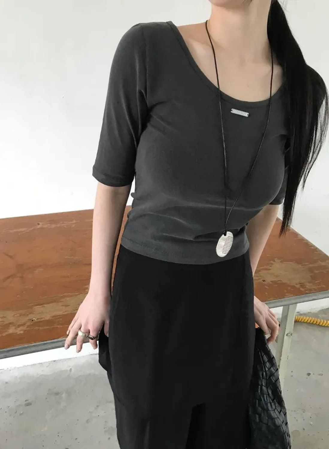 르진주 에일 여리핏 레이어드 투웨이 7부 티셔츠 상품이미지7