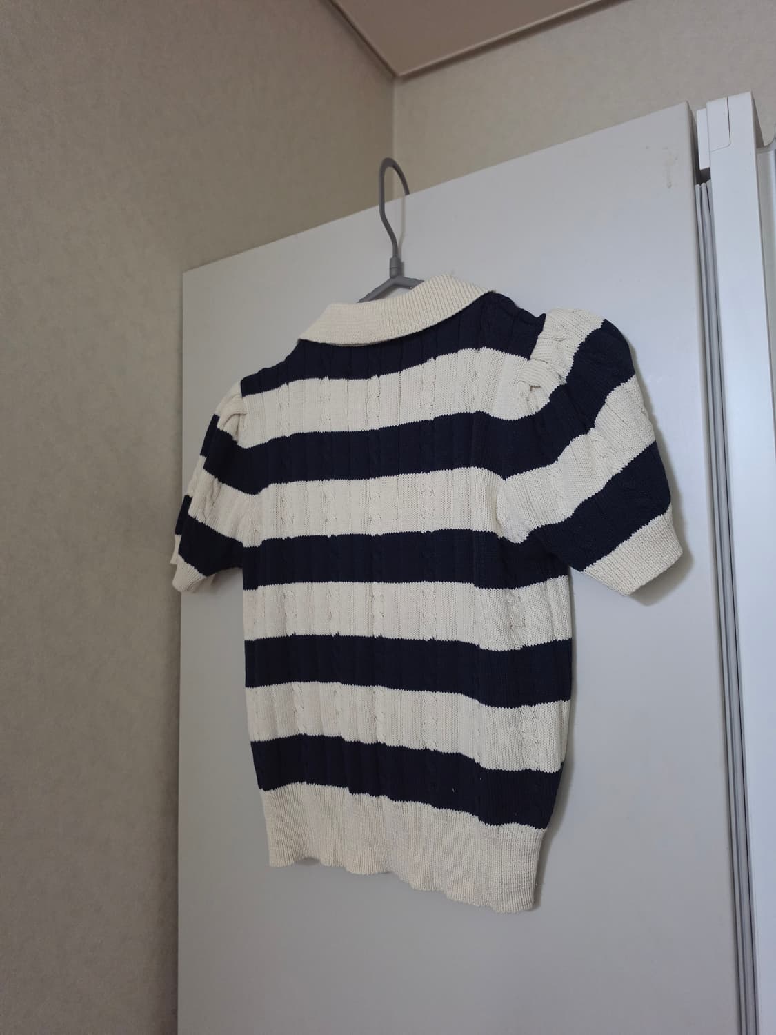 로라로라 스트라이프 케이블 반팔 니트 상품이미지5