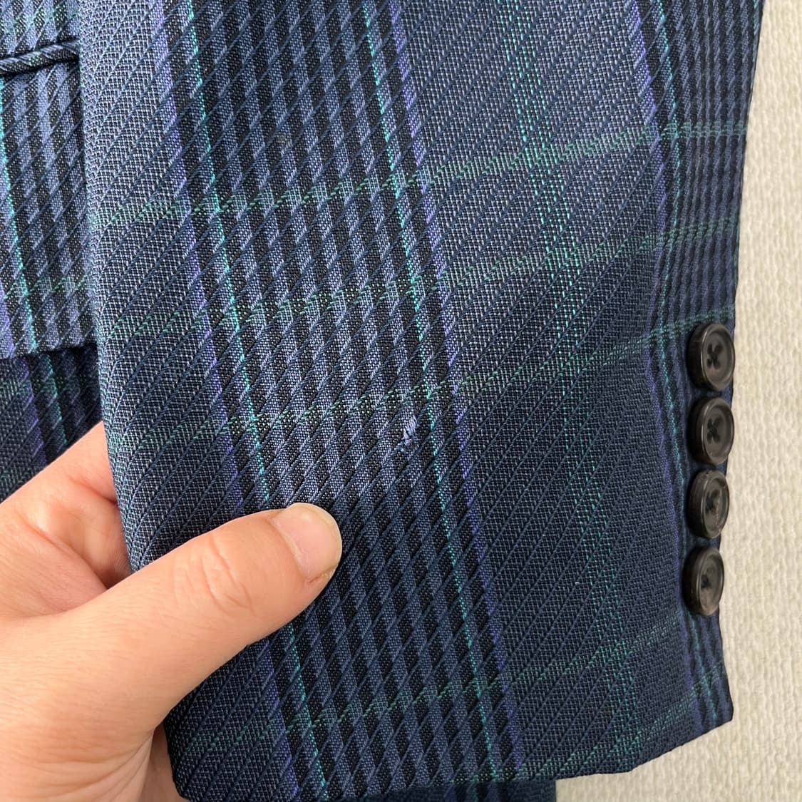 100 버버리 일본판 90s 빈티지 체크 모헤어 블레이져 자켓  상품이미지2